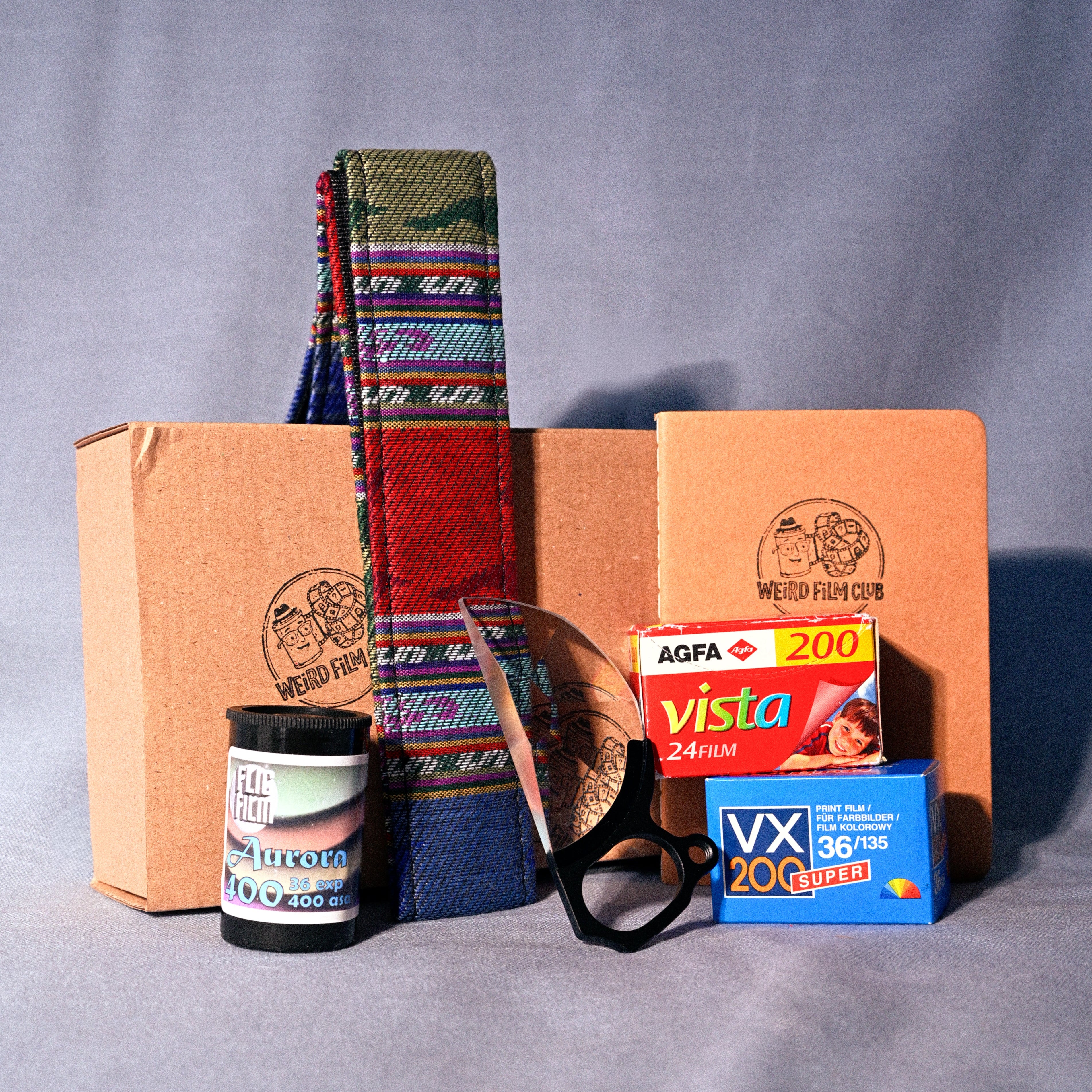 A collection of 35mm film and accessories. 