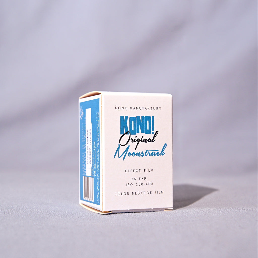KONO! Moonstruck film packaging on a gray background
