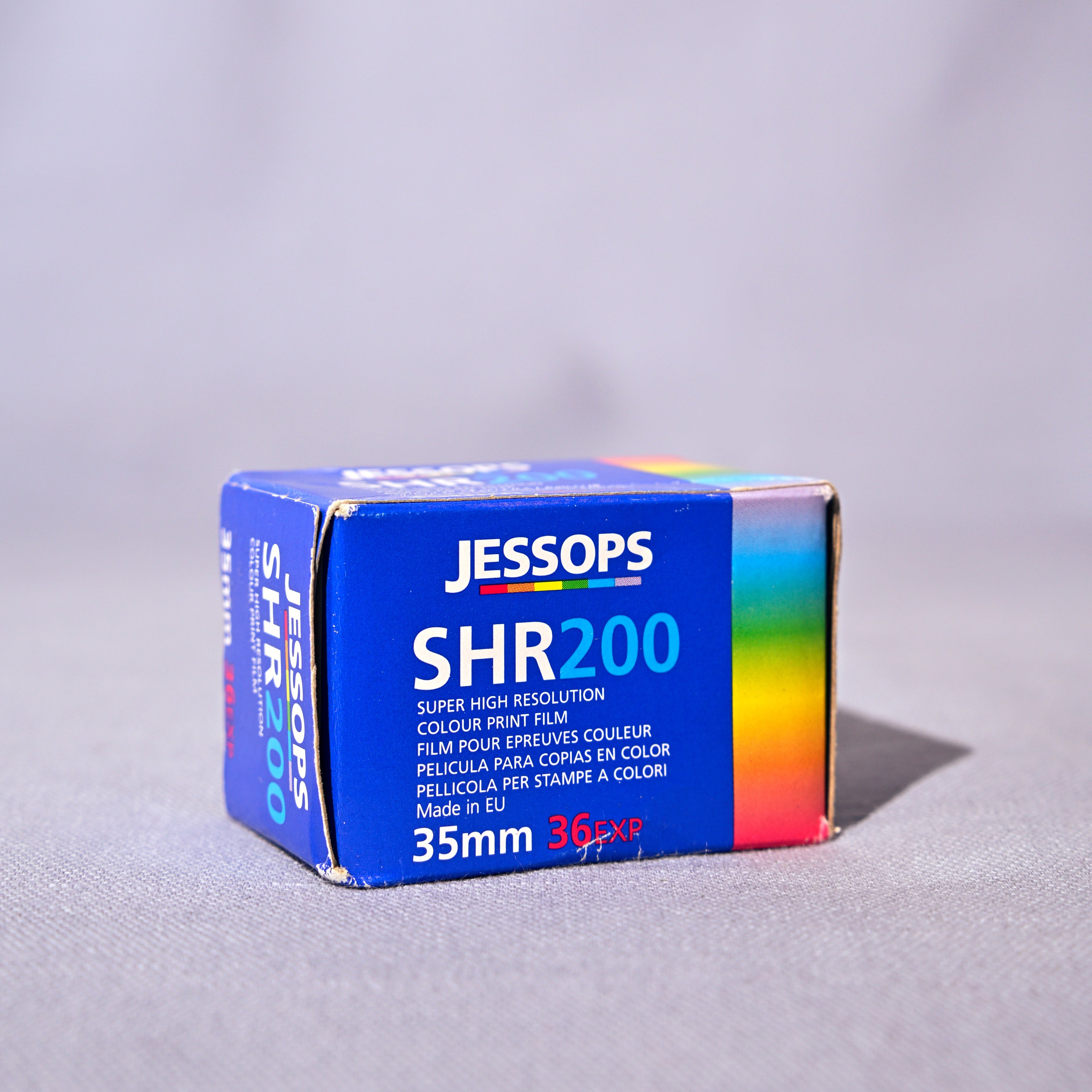 Jessops SHR200 camera film box on a gray background